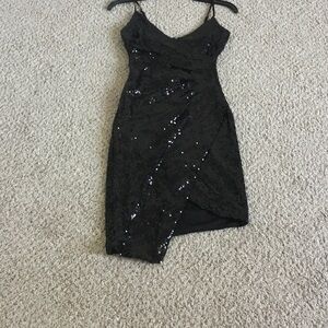 B. Smart Black Asymmetrical Sequin Dress